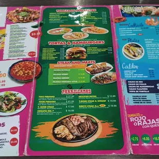 the menu of the restaurant