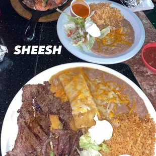 Steak and enchilada, fajita