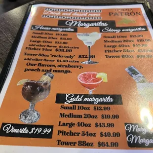 Drink menu