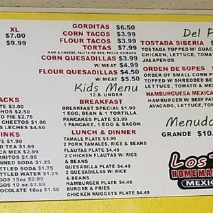 menu