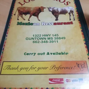 The menu!