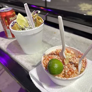 two bowls of food on a table