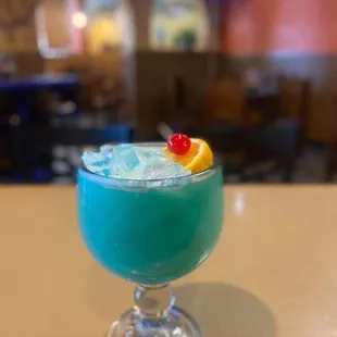 a blue cocktail