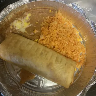 No cheese sauce in sight with very little rice and beans and a dry chimichanga for $20.