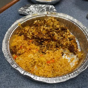 a pan of food on a table