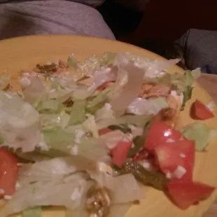 Chicken Tostada hidden underneath that lettuce
