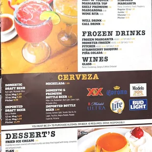 Drink menu &amp; Dessert