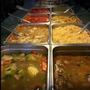 a long table of food