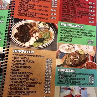 the menu of the restaurant
