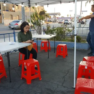 Plastic tables and chairs