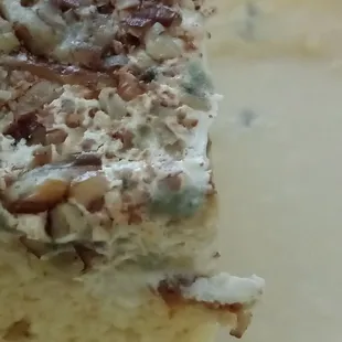 Mold on tres leches cake slice