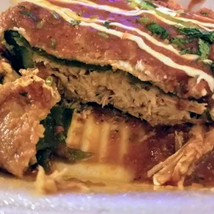 Chiles Rellenos inside (cheese with chicken)