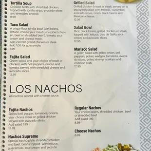 a menu for a mexican restaurant