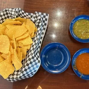 tortillas, salsa, and guacamole