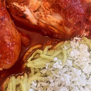 a plate of mexican food