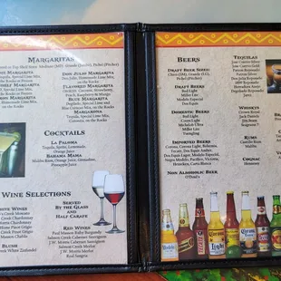 Adult beverage menu