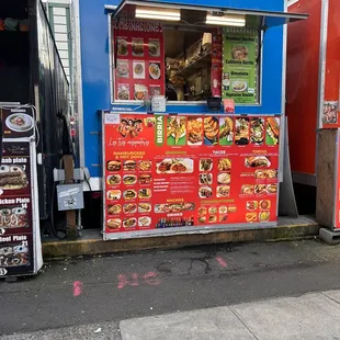 a food truck with menus