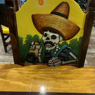 a mexican skeleton with a sombren