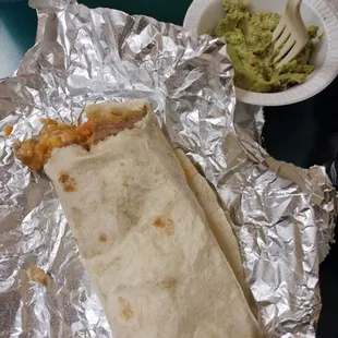 Size of burrito with a side of guacamole