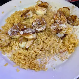 ACC: shrimp, rice, queso