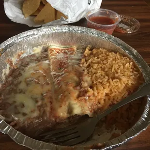 Take out is fabulous as well!!! This is the beef burrito with rice and beans