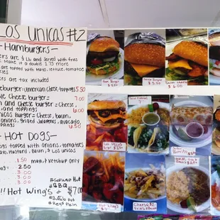 the menu for the restaurant