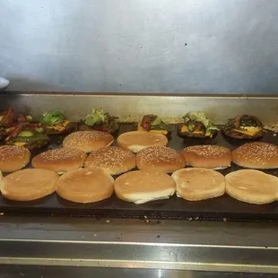 a tray full of sandwiches