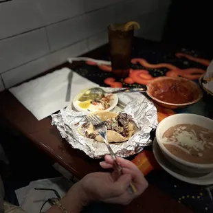 a person eating a meal