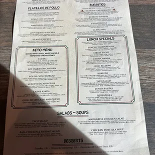 a menu on a table