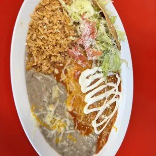 Taco and enchilada plate