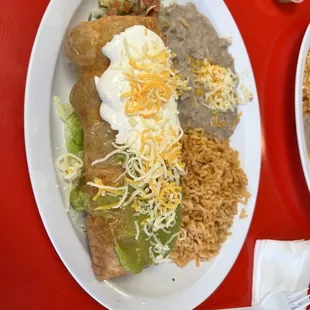 Shredded beef chimichanga plate