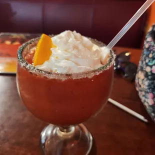 Strawberry daiquiri with a little too much booze