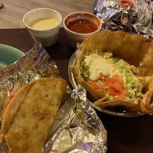 Chalupa left and taco salad right