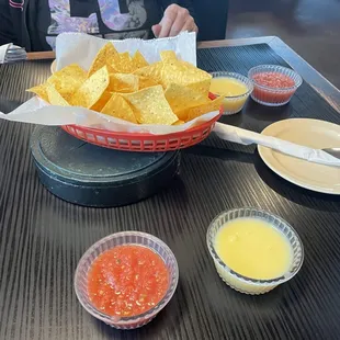 Chips, salsa and queso