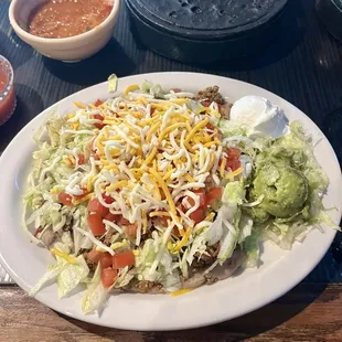 Taco salad - no shell With ground beef. My favorite!