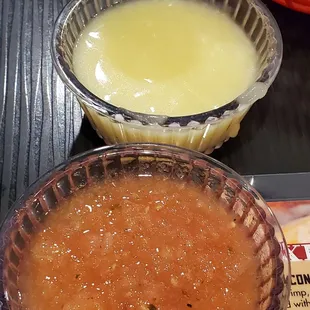 Salsa and queso ( cheese)