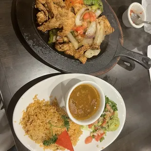 My chicken fajitas plate.