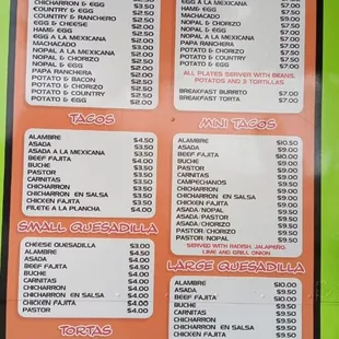 menu