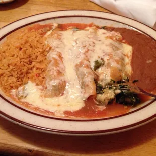 Spinach Enchiladas. So fresh so clean, and so hot they burn your tongue, meanwhile, I photoshoot my plate while it cools down.