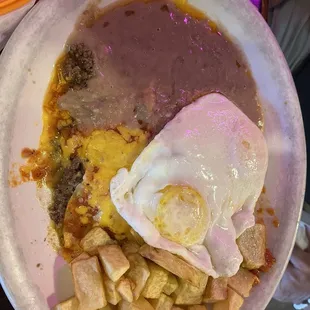 Breakfast beef enchiladas with ranchero sauce