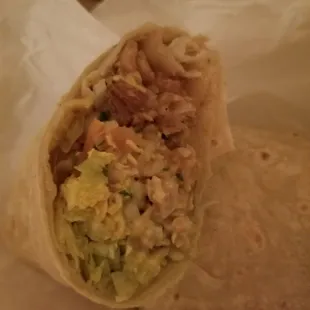 Cut the burrito in half. Two people can eat this.