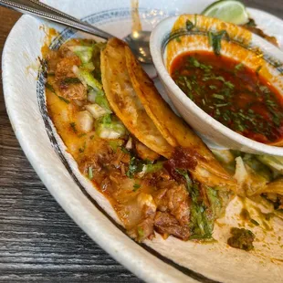 a plate of mexican food