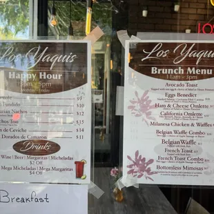 brunch &amp; happy hour menus