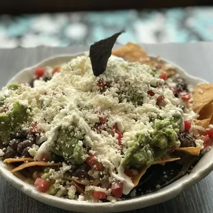 a bowl of mexican food