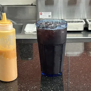 Crazy hot but also awesome Habanero sauce.. needed the Jamaica agua fresca to cool that down!