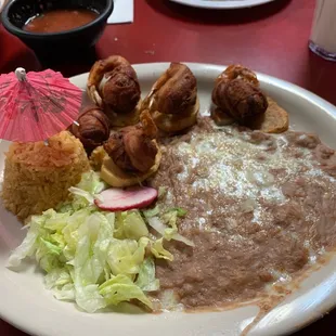 Bacon wrapped shrimp with crab