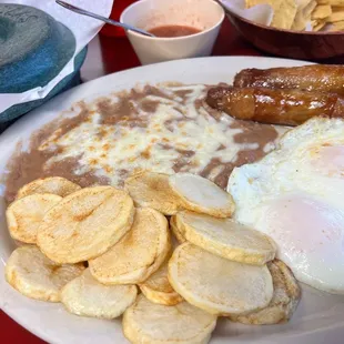 Breakfast special with sausage and flour tortillas
