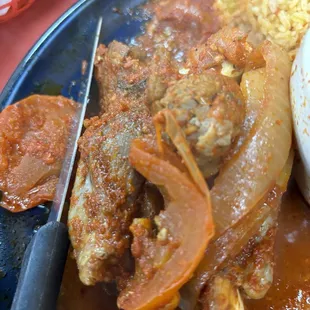 Lamb shank up close.