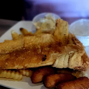 Friday fish special. 2 filets of flounder. Good!