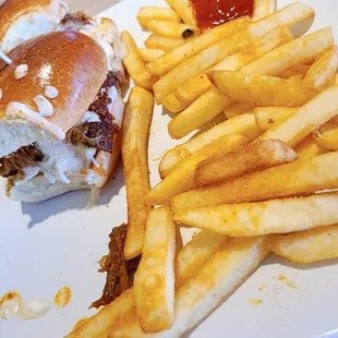 The LoSo (pork sliders)  with fries.